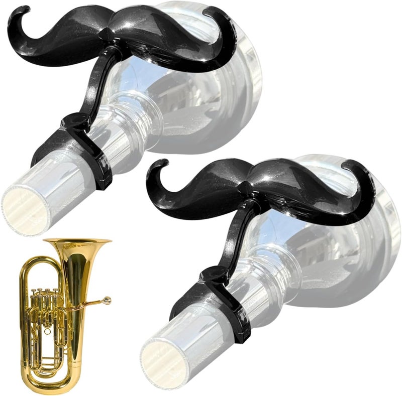 Samorillo [2 Pack] Clip-On Mustache For Tubas - Includes Protective Case - Made To Fit All Tuba Mouthpieces - Perfect Accessory For Young Musicians - Image 1